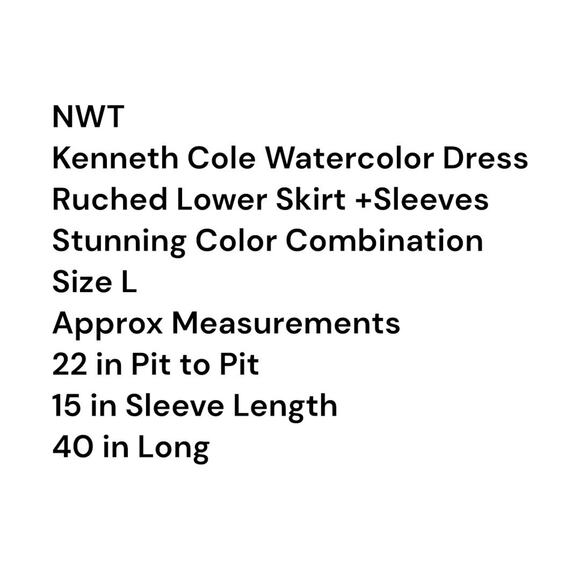 Kenneth Cole Abstract Print Ruched Sheath Dress NWT 3/4 Sleeves Blue Pink Sz L - Picture 4 of 13